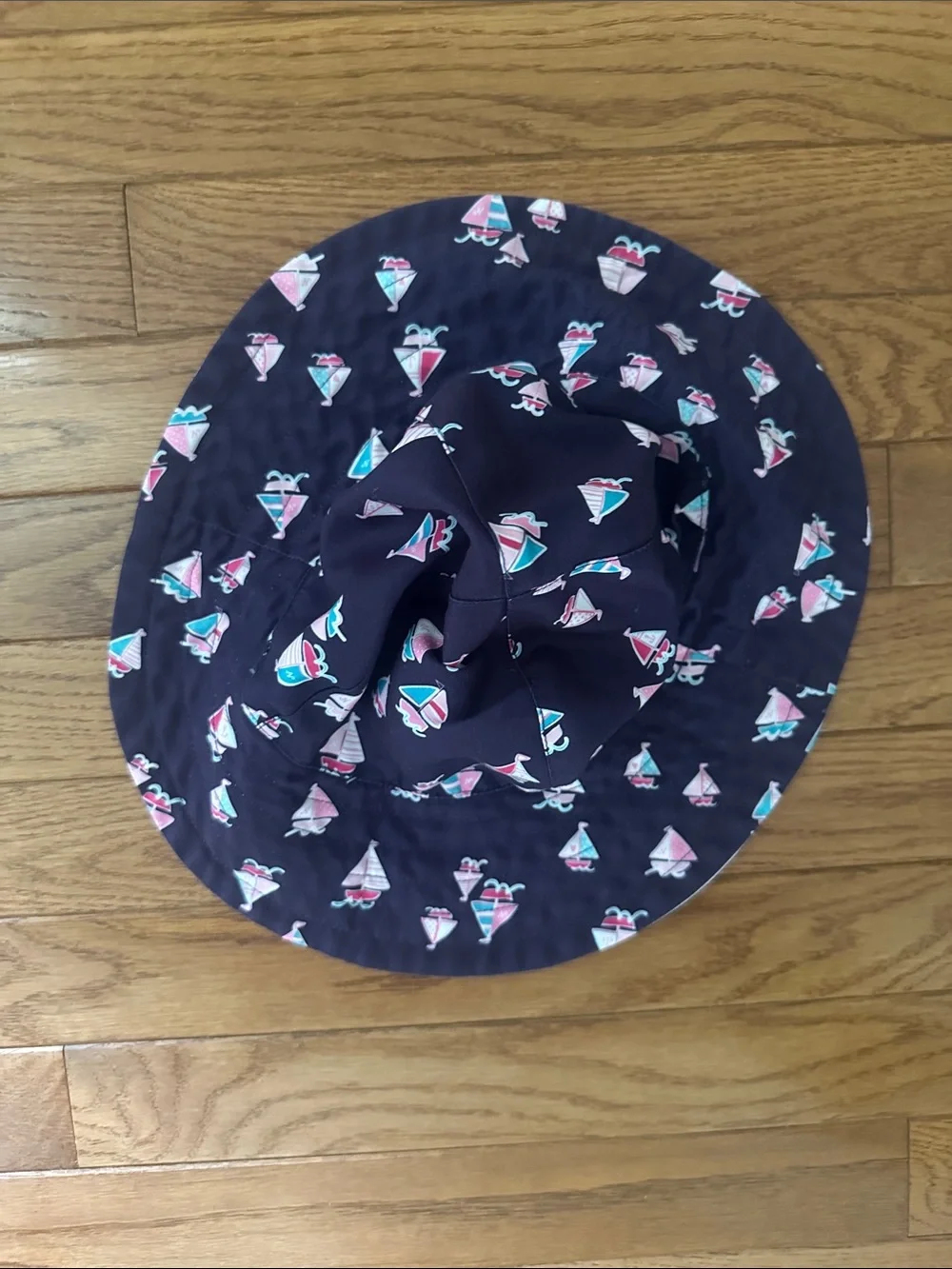 Nautica girls sunhat Navy Sailboat Print Kids Sun Hat girls 5-6 summer